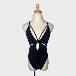 Robin Piccone Black Ava Cutout One-Piece Swimsuit Suit Size 6